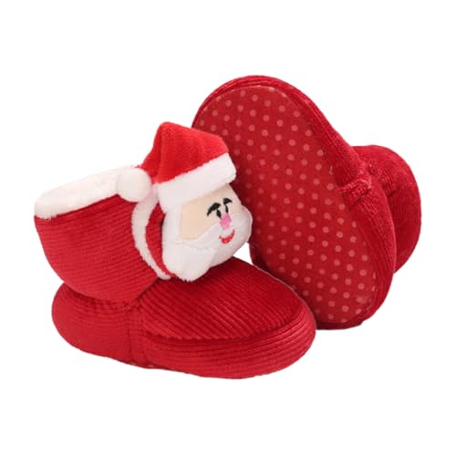 FOMIYES Weiche Lauflernschuhe aus Baumwolle Warm Gefüttert Rutschfest Elastischer Verschluss für Junge Mädchen zum Krabbeln und Erste Schritte Unisex Weihnachts Babyschuhe Rot von FOMIYES