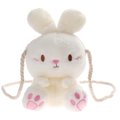 FOMIYES Weiche Plüsch Umhängetasche mit Kaninchenmotiv Weiße Schultertasche für Damen Niedliche Cartoon Bunny Bag für Alltag Reisen Schule und Party Modisches von FOMIYES