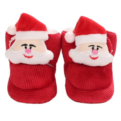 FOMIYES Weiche Rutschfeste Babyschuhe aus Baumwolle Leichte Krabbelschuhe für Neugeborene Rote Weihnachts Booties Atmungsaktiv und für Kleinkinder für Alltag von FOMIYES
