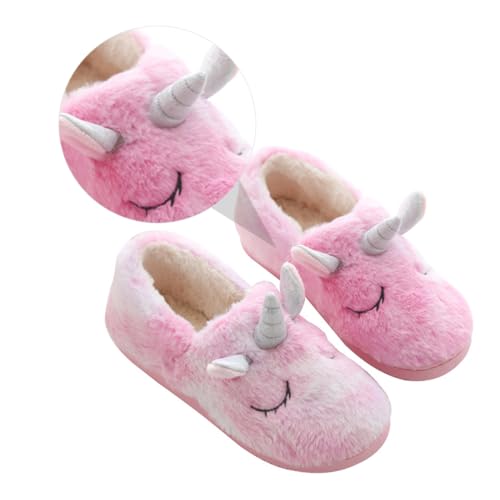 FOMIYES Weiche Warme Damen Hausschuhe aus Flauschigem Plüsch mit Rutschfester Sohle Niedliches Einhorn Design für Winter und Gemütliches Tragen zu Hause von FOMIYES