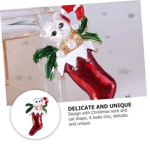 FOMIYES Weihnachtliche Kleine Katzenbrosche Langlebiger Legierung mit Emaille Design Modisches Accessoire für Kleidung Taschen Mützen Festlich und Auffällig für Weihnachten und Alltag von FOMIYES