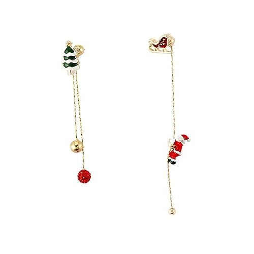 FOMIYES Weihnachtliche Lange Quasten Ohrringe mit Asymmetrischem Santa Claus Design Festliche Ohrhänger für Damen für Weihnachts und Party Events von FOMIYES