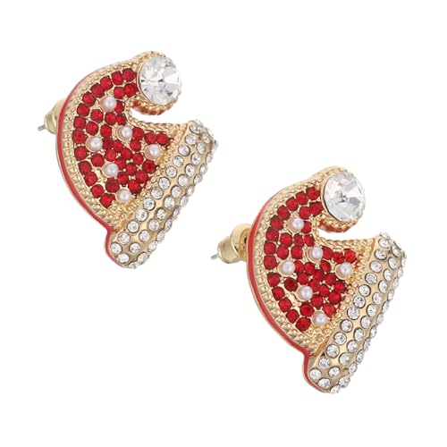 FOMIYES Weihnachtliche Ohrstecker Santa Mütze aus Legierung mit Tropfölbeschichtung und Funkelnden Strasssteinen Leicht und Komfortabel Festliche Schmuckstücke für Damen und Mädchen zu von FOMIYES