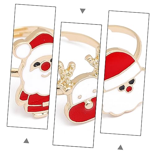 FOMIYES Weihnachtlicher Cartoon Elch Ring Teilig Verstellbare Metallringe mit Niedlichen Weihnachtsbaum und Schneeflockenmotiven Dekorativer Fingerschmuck für Festliche von FOMIYES