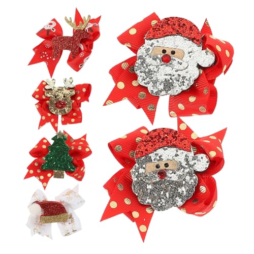 FOMIYES Weihnachtlicher Haarschmuck Für Mädchen 6-tlg. Haarspangen-set Mit Schleife Weihnachtsmann Für Partys Und Den Alltag von FOMIYES