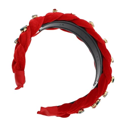 FOMIYES Weihnachtliches Damen Haarband Rot mit Funkelnden Kristallen Breites Modisches Stirnband mit Schneeflocken und Strumpfdekoration für Festliche Partys und Weihnachten von FOMIYES