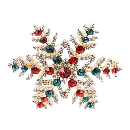 FOMIYES Weihnachtsbrosche Damen Schneeflockenbrosche mit Glitzersteinen Festliche Anstecknadel Robustem Vielseitiges Schmuckstück für Weihnachten und Winterveranstaltungen von FOMIYES