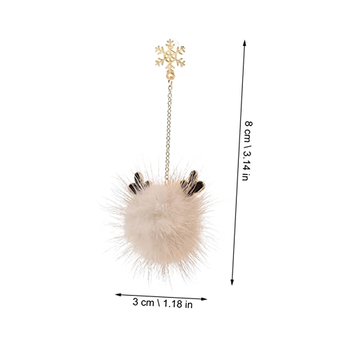 FOMIYES Weihnachtsohrringe Damen Schneeflocke und Hirschmotiv Festliche Ohrstecker mit Beigem Fellbommel Sicherer Langlebiger Schmuck für Mädchen Geeignet für Weihnachtsfeiern und von FOMIYES
