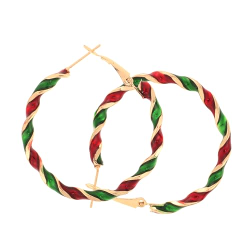 FOMIYES Weihnachtsohrringe Farbenfrohe Geometrische Creolen mit Spiraldesign Sicherer Verschluss Festliche Accessoires für Damen Weihnachts und Neujahrsfeiern von FOMIYES