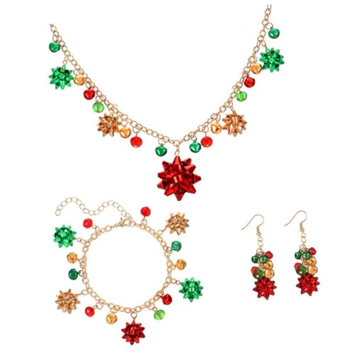 FOMIYES Weihnachtsschmuck Set für Damen Jingle Bell Ohrringe Halskette und Armband Accessoire für Weihnachtsfeiern und Festliche Anlässe Langlebig und von FOMIYES