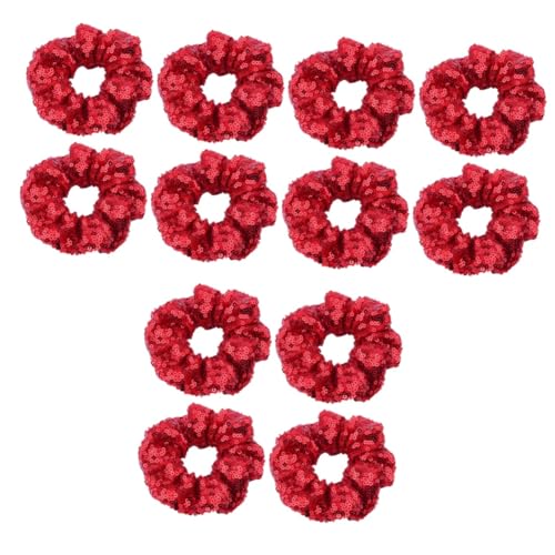 FOMIYES 12 Stk Stirnband Dickdarm Haargummi Scrunchy Haargummis Seile Metallische Elastische Haar-handgelenkbänder Weihnachtshaargummis Haarbänder Haarschmuck Kind Mädchen Rote Haare Stoff von FOMIYES