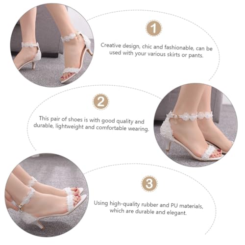 FOMIYES Weiße Brautsandalen mit Feinem Absatz PU und Gummi Langlebig Offene Zehen Verstellbar Stilvoll für Hochzeit Party und Festliche Anlässe Damen Schuhe von FOMIYES