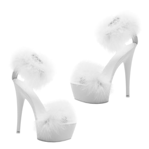FOMIYES Weiße High heeled Sandalen Damen Ultrahoher Absatz Rutschfeste Sohle Atmungsaktiv Strapazierfähig Modische Sommer sandaletten für Arbeit und Party von FOMIYES