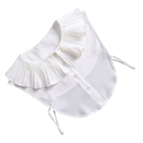 FOMIYES Weißer Spitzenkragen Damen Blusenkragen Chiffon Dekorative Mode Accessoire Süßer Rüschenkragen für Blusen und Kleider Alltag von FOMIYES