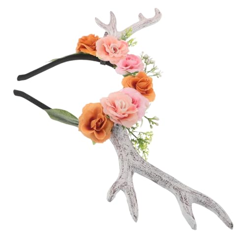 FOMIYES Weißes Geweih Haarreif Damen Leichtes Elchhorn Stirnband Wald Floral Kopfstück Für Halloween Kostüm Party Cosplay Zubehör von FOMIYES