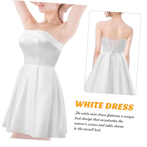 FOMIYES Weißes Minikleid für Damen Trägerloses Bustierkleid aus Atmungsaktivem Polyester Figurbetontes Sommerkleid für Geburtstag Abschlussfeier Eleganter Bequemer Kurzkleid von FOMIYES