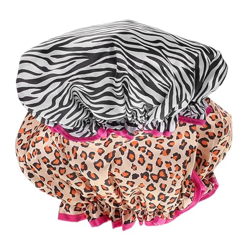 FOMIYES 2stücke Doppellagige Wasserdichte Duschhaube Elastische Wiederverwendbare Badehüte Große Duschhaube Für Damen Und Herren Dehnbare Zum Duschen von FOMIYES