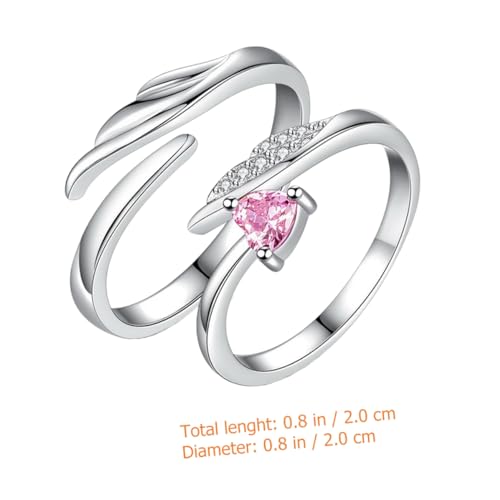 FOMIYES Wing Rings für Offener Zirkonia Fingerring Kreativer Herzring mit Flügel Design Verstellbar Eleganter Schmuck für Damen und Herren Liebesgeschenk von FOMIYES