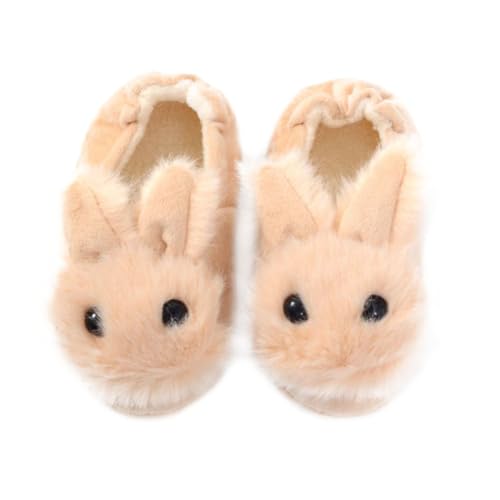 FOMIYES Winter Hausschuhe Kuschelige Rutschfeste Bunny Shape Slippers mit Weicher Sohle für Jungen Mädchen Flauschige Warm Gefütterte Pantoffeln in Beigefarben von FOMIYES