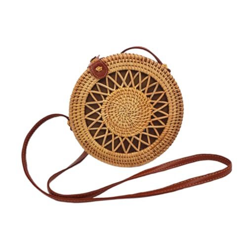 FOMIYES Woven Straw Crossbody Bag Damen Umhängetasche Strandtasche Kreativ Geflochtene Handtasche Leicht Für Alltag Arbeit Schule Shopping von FOMIYES