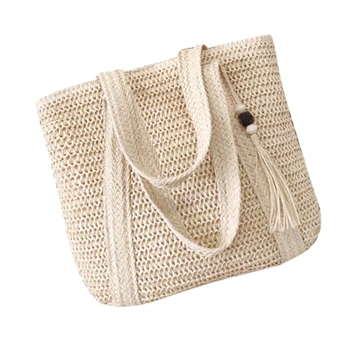 FOMIYES Woven Tote Strandtasche Damen Große Kapazität Handtasche Vielseitig Sommerurlaub Strand Reise Einkaufen Schultertasche Robust von FOMIYES