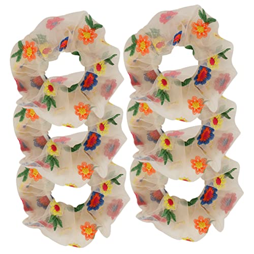FOMIYES Wunderschöne Bestickte Blumen-haargummis Für Frauen Und Mädchen Elastische Haarseile Netz-haargummis Stilvolles Haar-accessoire-set von FOMIYES
