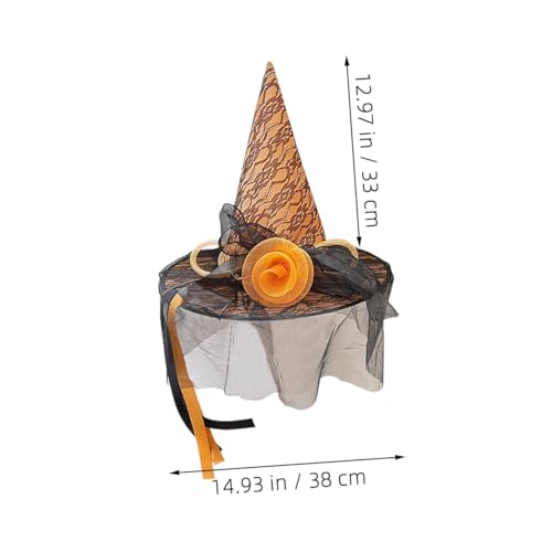 FOMIYES Zaubererhut Für Erwachsene Halloween-hexenhut Hut Mit Großer Krempe Orange Mit Blumenverzierung Für Cosplay Und Themenpartys von FOMIYES