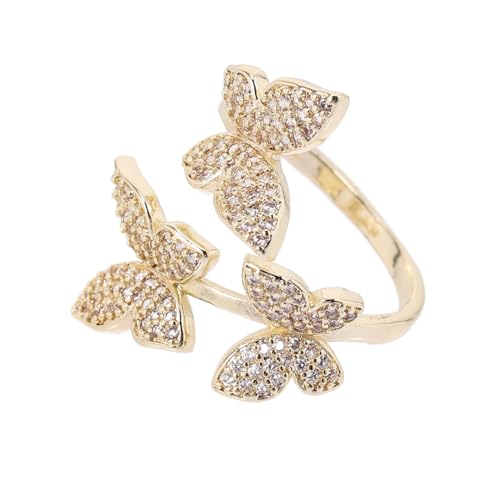 FOMIYES Zircon Schmetterlingsring Damen Offener Einstellbarer Finger Schmuck Leicht Elegant Party Dekorativer Ring für Frauen Komfortabler Sitz Festival Accessoire von FOMIYES