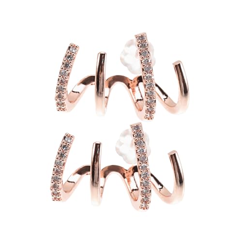 FOMIYES Zirkonia Krallen Ohrringe Damen Ohrmanschette Elegant Leicht Ohrstecker Komfortabel Stylish Rosa Gold Schmuck von FOMIYES