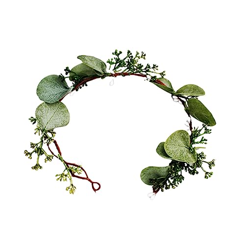 FOMIYES floraler Kopfschmuck für die Braut Blumenstirnbänder grüner Kopfschmuck Hochzeit mit Blumenkrone Stirnband Tiara Bohemien Kopfbedeckung grüne Blätter Kranz Brautjungfer Blatt von FOMIYES