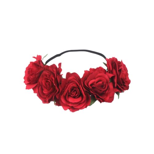 FOMIYES haarschmuck Tiara Haarbänder Blumenmädchen Kopfschmuck rosafarbenes Haarband floraler Kopfschmuck Hochzeit Stirnband Beflocktes Tuch Kopfbedeckung Braut von FOMIYES