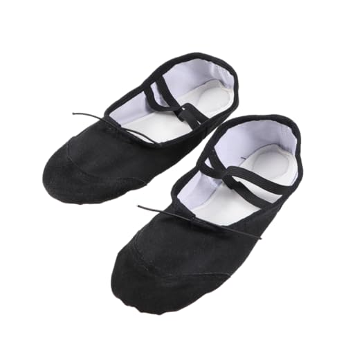 FOMIYES rutschfeste Ballettschuhe aus Canvas für Erwachsene Leicht Elastisches Band Professionelle Tanzschuhe für Yoga Ballett und Schwarz von FOMIYES