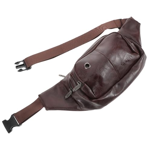 FOMIYES wasserdichte PU Bauchtasche Damen Herren Unisex Multifunktionale Crossbody Hüfttasche mit Großem Stauraum für Reisen Wandern Outdoor Sport Leichte Gürteltasche in Braun von FOMIYES