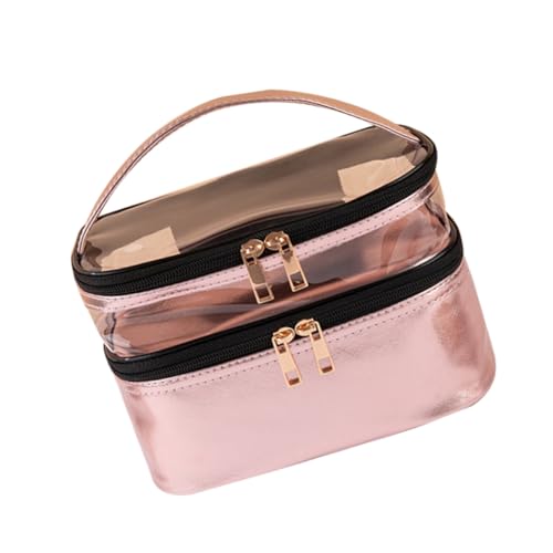 FOMIYES wasserdichte Transparente Kosmetiktasche mit Doppelter Aufbewahrung Multifunktionaler Kulturbeutel für Damen als Reise Toiletry Bag Geräumig und Langlebig Tragbar für Alltag und von FOMIYES
