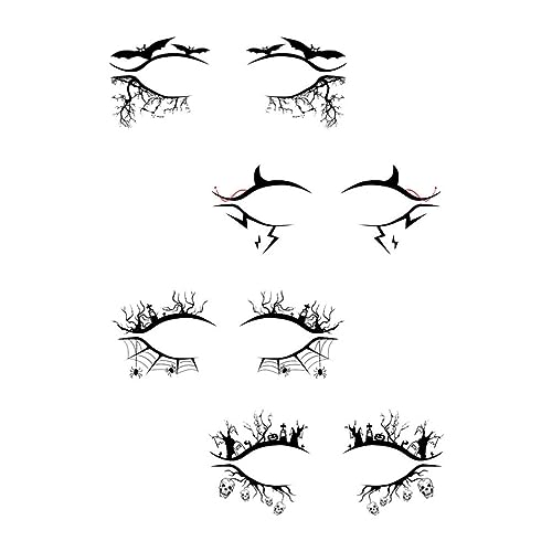 FOMIYES 4 Paare Halloween-eyeliner-aufkleber Halloween-augenaufkleber Tag Der Toten Gesicht Tattoos Festival-augenaufkleber Aufkleber Für Das Menschliche Auge Spinne Plastik Klebeband von FOMIYES