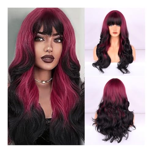 Perücke Damen-Perücken-Kopfbedeckung, Farbverlauf, europäisches und amerikanisches langes lockiges Haar, Damen-Perücken-Kopfbedeckung Perücke Damen-Perücken-Kopfbedeckung, Farbverlauf, europäisches und amerikanisches langes lockiges Haar, Damen-Perücken-Kopfbedeckung von FOMWWVYS