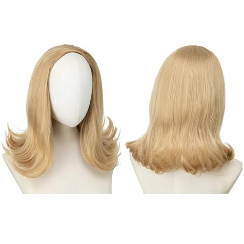 Perücke Kurze Perücke mit lockigem Haarband for Damen, verstellbarer Kordelzug, Halbkopf(Bright gold) von FOMWWVYS