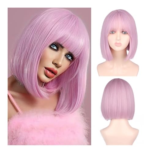 Perücke Perücke Mittellanges Headset Damen Daily Fluffy Cranial Top Rosa Kurzes Haar Volles Headset Perücke Perücke Mittellanges Headset Damen Daily Fluffy Cranial Top Rosa Kurzes Haar Volles Headset von FOMWWVYS