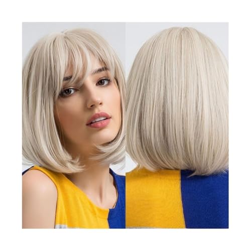 Perücke Platinfarbene kurze Bob-Perücken mit Pony, Kunsthaar for Frauen Perücke Platinfarbene kurze Bob-Perücken mit Pony, Kunsthaar for Frauen von FOMWWVYS