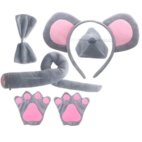 FONDOTIN 1 Satz Kostüm Set für Teiliges Set mit Mausohren Haarreifen Mausnase und Fliege Leicht und Bequem für Partys Karneval und Halloween von FONDOTIN