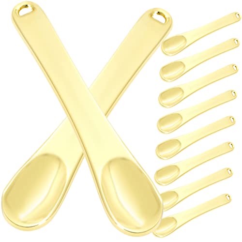 FONDOTIN 10stücke Augencreme-stäbchen Metallische Spatel Für Gesichtspflege Und Make-up Mit Aufhängeloch Hochwertige Kosmetik-löffel Für Lotionen Masken Und Cremes von FONDOTIN