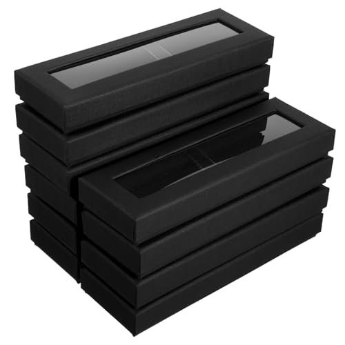 FONDOTIN 10 Stück Geschenkbox Stiftständer dekorative Kästen Kisten für Anzeigestift Stifteboxen Etui durchsichtige Partybevorzugungsboxen Papier Schwarz von FONDOTIN