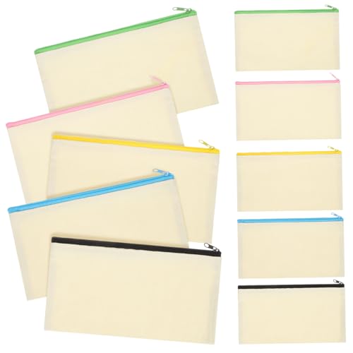 FONDOTIN 10 Stück Teiliges Canvas Stiftetaschen mit Bunten Reißverschlüssen Große Kapazität Langlebige Waschbare Kosmetiktaschen und Stifteorganizer Vielseitig für Schreibwaren und Kleine von FONDOTIN