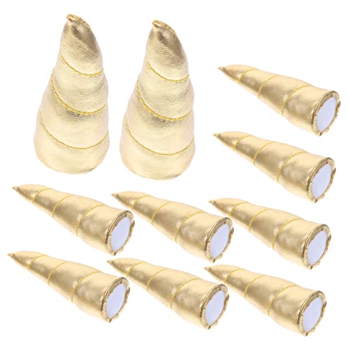 FONDOTIN 10 Stück Teiliges Einhorn Horn Goldfarbene Haarclip Dekorationen für DIY Haaraccessoires Multifunktionale Bastelmaterialien für Party Fasching Einhorn Kostüm Zufällige Farbe von FONDOTIN