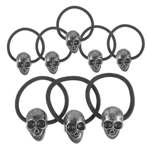 FONDOTIN 10 Stück Teiliges Gothic Haargummi mit Elastischen Haarringen Skull Design Robust und Rutschfest Vielseitiger Haarschmuck für Mädchen und Frauen für Halloween Alltag und Partys von FONDOTIN