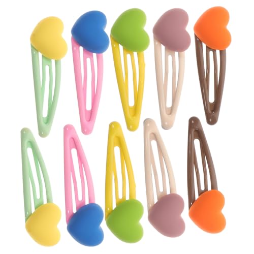 FONDOTIN 10 Stück Teiliges Haarklammern für Mädchen Rutschfeste Haarspangen mit Süßen Herzmotiven Bunte Haarschmuck Clips für Alltag Party und Bühnenauftritte von FONDOTIN