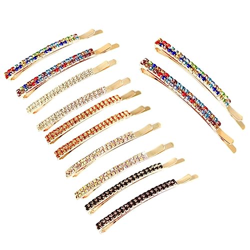 FONDOTIN 10 Stück Teiliges Haarschmuck Haarspangen mit Strass Doppelreihig Bunte Farben Haarklammern für Frauen und Mädchen Festhaltend und Elegant von FONDOTIN