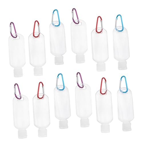 FONDOTIN 10 Stück Teiliges Nachfüllbare Pressflaschen mit Praktischem Karabinerhaken Transparent Reiseflaschen für Shampoo Lotion Handcreme für Reise Outdoor Sport Zufällige von FONDOTIN
