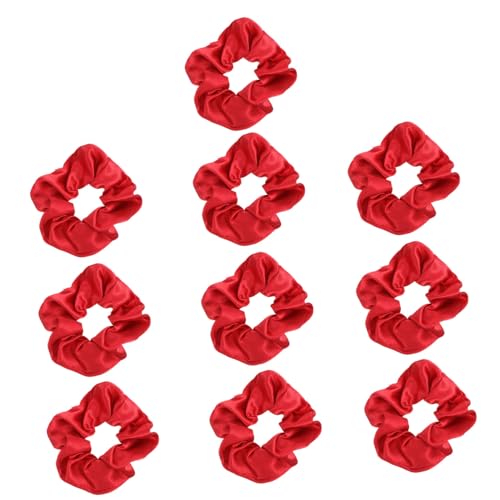 FONDOTIN 10 Stück Teiliges Rote Weihnachts Scrunchies aus Seidigem Satin Elastische Haargummis für Damen und Mädchen Dehnbar Vielseitig als Haarband oder Armband Festlicher Haarschmuck für von FONDOTIN