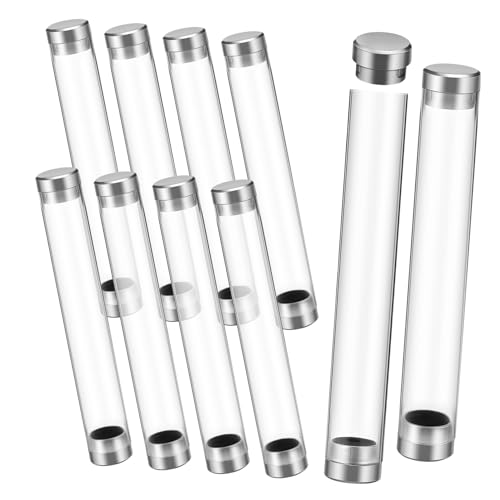 FONDOTIN 10 Stück Transparente Acryl Stiftekapseln Zylindrische Einzelfach Aufbewahrung Langlebig Kratzfest mit Stoppern für Kugelschreiber und Bleistifte Praktisch für Handtasche von FONDOTIN